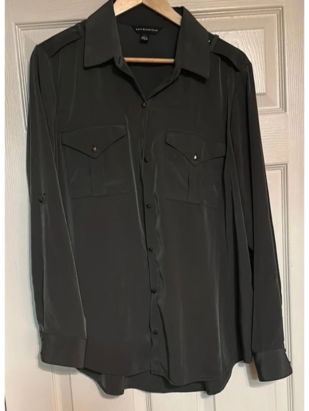 Rock & Republic Olive Green Shimmery Blouse